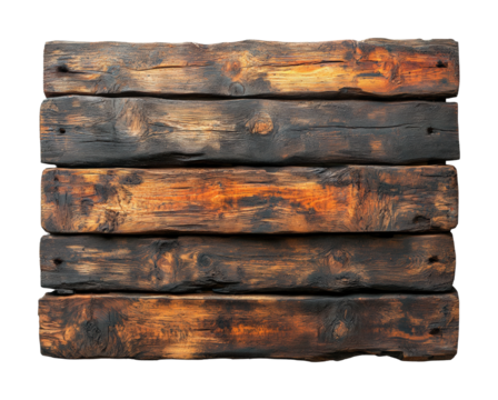 Rustic wooden logs stacked in a creative arrangement showcasing unique textures and colors in natural lighting isolated on transparent background