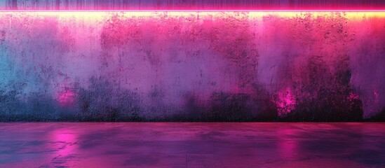 Neon Glowing Wall: Pink and Purple Concrete Room