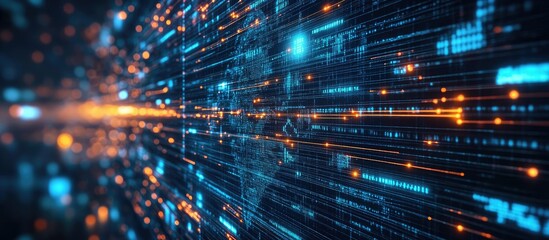 Fototapeta premium Global Data Stream: A Visualization of Digital Information Flow