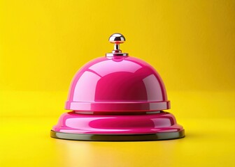 Pink Service Bell on Yellow Background - AI Art