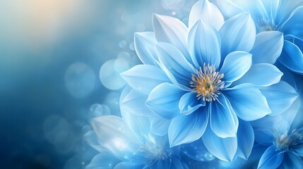 Serene Blue Flowers: A Dreamlike Floral Image