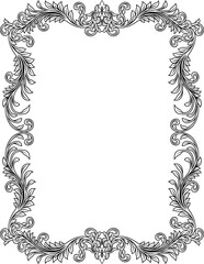 A filigree heraldic crest motif floral pattern border frame. Original design in a vintage style.