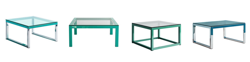 Elegant modern glass and metal tables in a minimalist home or office interior design setting  Simple stylish and functional furniture pieces for a contemporary industrial or urban workspace