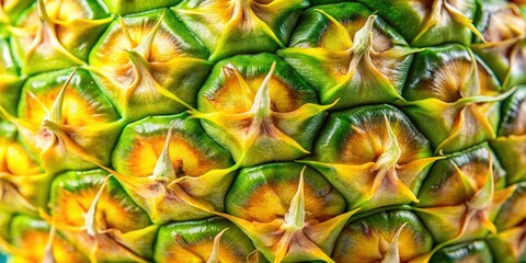 Fototapeta premium Ripe Pineapple Skin Close-up Texture, Vibrant Tropical Fruit