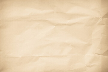 Old paper vintage texture surface for background. Recycle pale brown paper crumpled texture, Cream color recycled kraft paper texture blank with copy space for text.