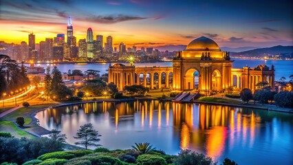 Fototapeta premium San Francisco Skyline Crissy Field Palace of Fine Arts October 2014