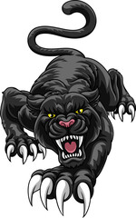 Black panther leopard cat with sharp claw sports team mascot design. © Christos Georghiou