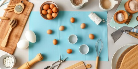 Baking Supplies and Ingredients Ready for Dessert Creation