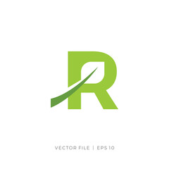 initial letter R leaf leaves nature  logo