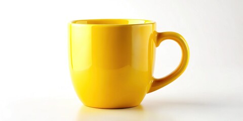 Yellow Mug Mockup, Coffee Cup, Empty, White Background, High Resolution