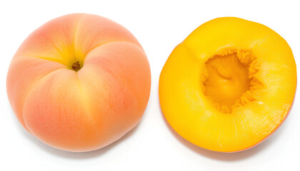 Fresh apricots and peach isolated on white background