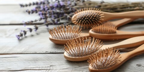 Natural Bamboo Hair Brushes with Lavender