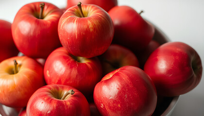 Fresh red apples on a white background
