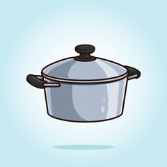 Stainless steel pot pan. kitchen set vector icon cartoon illustration clip art