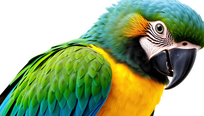 Obraz premium A colorful blue and yellow macaw isolated on a white background