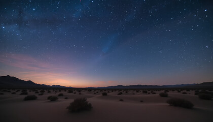 Desert Dreamscape: Milky Way Majesty Over Rolling Sand Dunes Under a Starry Night