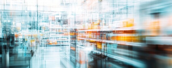 Naklejka premium Abstract Supermarket Motion Blur: A Dynamic Visual Representation of Retail