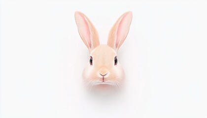 Obraz premium A close-up of a cute rabbit's face against a minimalistic white background, ideal for animal-themed designs