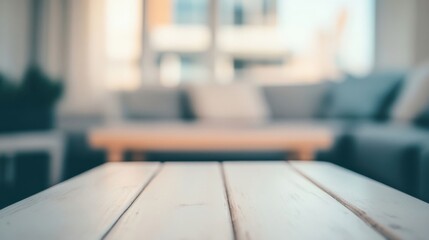 a table with a couch in the background