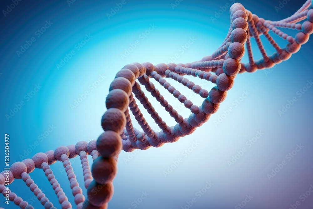 Poster a 3d rendering of a dna double helix, showcasing its intricate structure and genetic code.