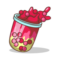 Bubble tea vector  sticker cartoon. hand draw illustration art

