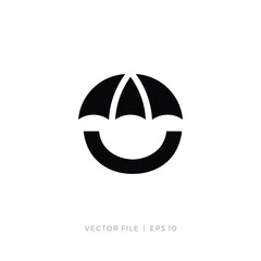 initial letter U umbrella smile logo