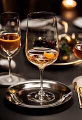 Obraz premium sophisticated stylish drink pairings served elegant minimalist glassware modern dining experience, barware, cocktail, crystal, elegance, flare, flute