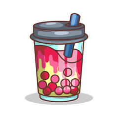 Bubble tea vector  sticker cartoon. hand draw illustration art

