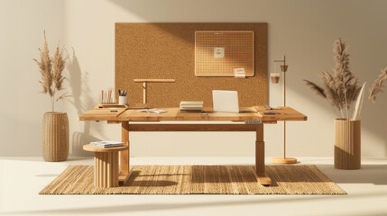 Modern Wooden Standing Desk with Natural Accents