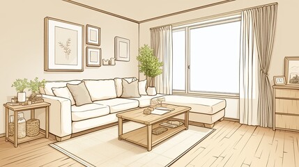 Cozy and stylish living room with light tones and modern furnishings