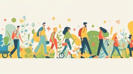 Fototapeta premium Summer Time People Flat Vector Illustration