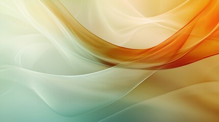 Fototapeta premium Abstract Orange and Green Waves: A Serene Digital Art