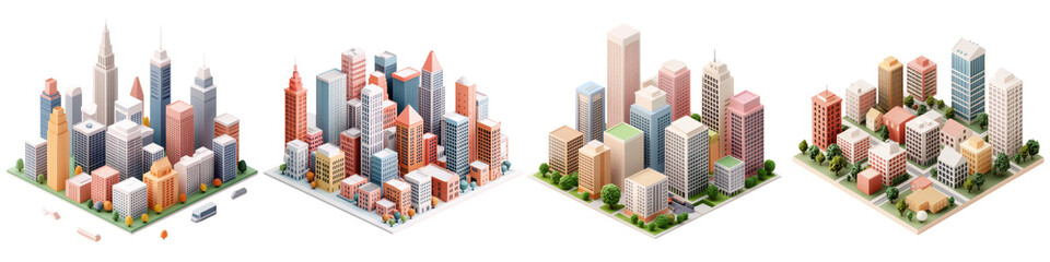 Vibrant and Dynamic Cityscape with Towering Skyscrapers and Modern Architecture  This image depicts a bustling futuristic city with a mix of high rise office buildings residential towers