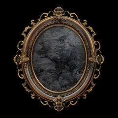antique picture frame black background,generative ai