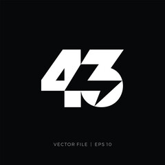 letter number 43 lightning bolt thunder logo