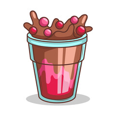 Bubble tea vector  sticker cartoon. hand draw illustration art