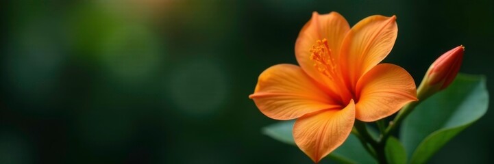 Fototapeta premium an orange flower releasing its water droplets, gardenia, single bloom