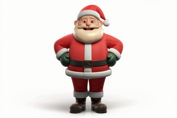 Obraz premium A cheerful 3D rendered Santa Claus stands with hands on hips, radiating Christmas spirit.