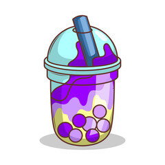 Bubble tea vector  sticker cartoon. hand draw illustration art

