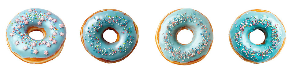 Vibrant Assortment of Colorful Gourmet Donuts with Sprinkles and Glazed Toppings   Delectable Baked and Fried Pastries in a Variety of Shapes Sizes and Flavors Arranged on a Table or Display