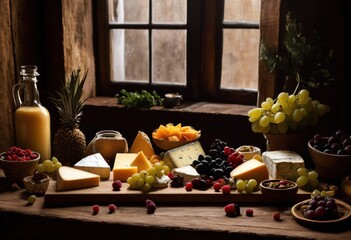 visually appealing cheese arrangements featuring creamy textures vibrant palette colors, appetizer, assembly, artisan, bold, chef, combination, creation