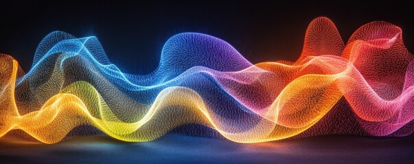 Fototapeta premium Abstract Futuristic Neon Light Trails Interactive Digital Art Concept showcasing vibrant, colorful neon light trails reacting to touch input Experience the seamless blend of technology and artistry