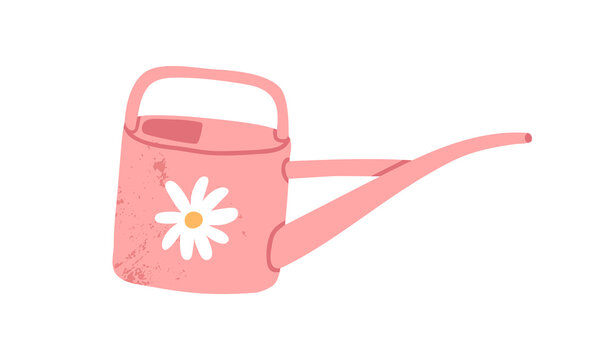 pink watering can with daisy flower clip art preview