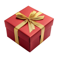 Obraz premium isolated red gift box with gold ribbon