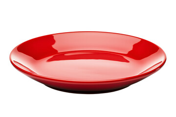 Empty red plate, side view