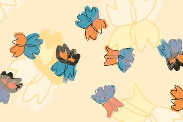 Colorful floral pattern with vibrant hues on a soft background showcasing a stylish design for textiles