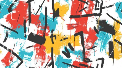 Fototapeta premium Abstract colorful pattern with bold brush strokes and shapes.