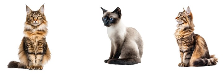 Cat set isolated on transparent background. PNG. Generated AI.