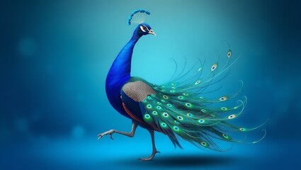 A Vibrant Majestic Peacock Frozen in Mid-Dance