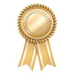 Gold label award with ribbons isolated on white background